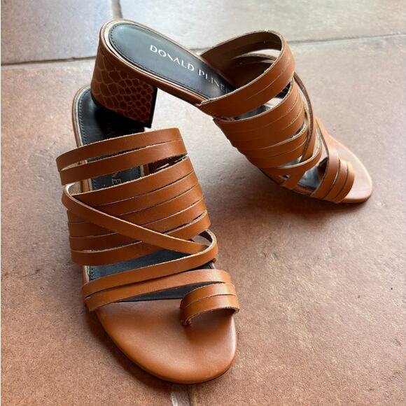 Donald Pliner Strappy Leather Slides with Reptile Embossed Block Heels size 6 - Picture 14 of 16